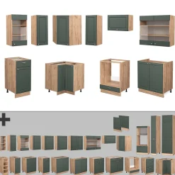 Vicco Cuisine Chêne vert et or/chêne doré 200cm sans PT