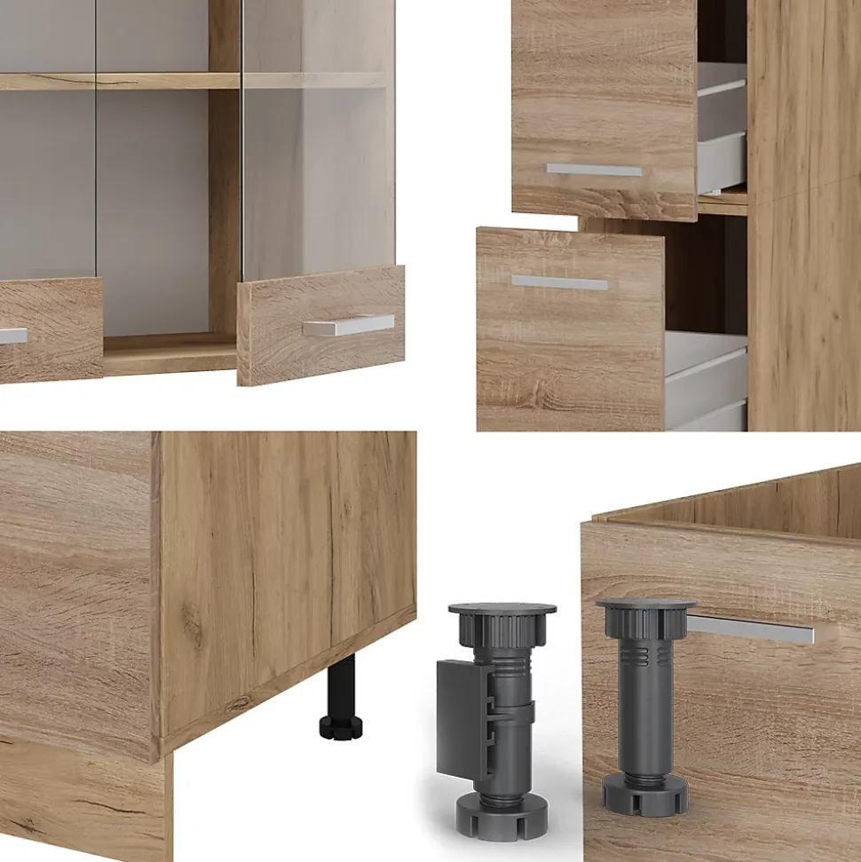 Vicco Cuisine complète Sonoma/Chêne doré 350cm , PT Anthracite