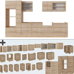 Vicco Cuisine complète Sonoma/Chêne doré 350cm , PT Anthracite