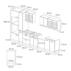 Vicco Cuisine complète Sonoma/Chêne doré 350cm , PT Chêne