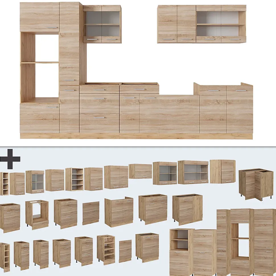 Vicco Cuisine complète Sonoma/Chêne doré 350cm , PT Chêne