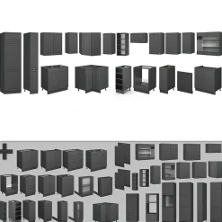 Vicco Cuisine en angle Anthrazit-Gold Landhaus 347x60cm , PT Marbre