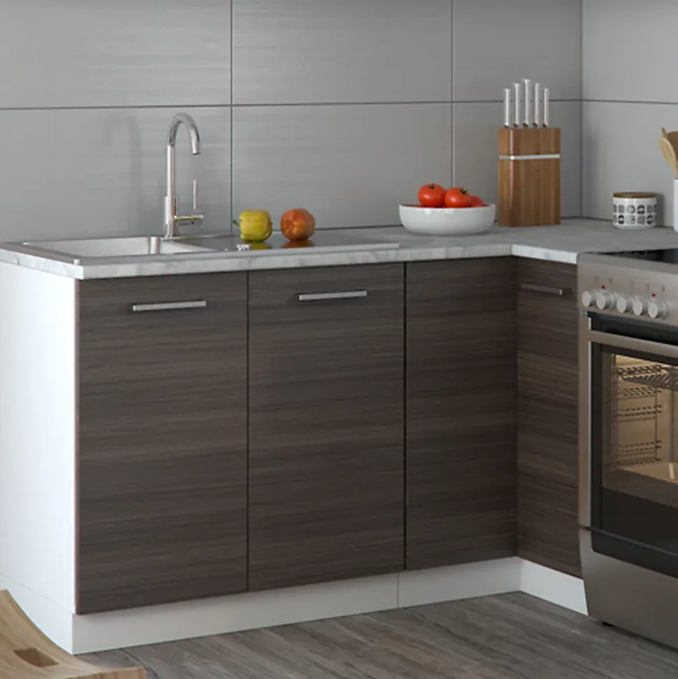 Vicco Cuisine en angle Blanc/gris noble 187x167cm , PT Marbre