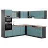 Vicco Cuisine en angle Bleu-gris/anthracite 237x247cm , PT Chêne