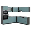Vicco Cuisine en angle Bleu-gris/anthracite 237x247cm , PT Marbre