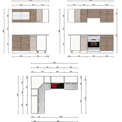 Vicco Cuisine en angle Blanc/Sonoma 207x167cm , PT Marbre