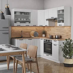 Vicco Cuisine en angle Blanc campagne/blanc 160x190cm , PT Chêne