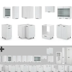 Vicco Cuisine en angle Blanc campagne/blanc 160x190cm , PT Chêne