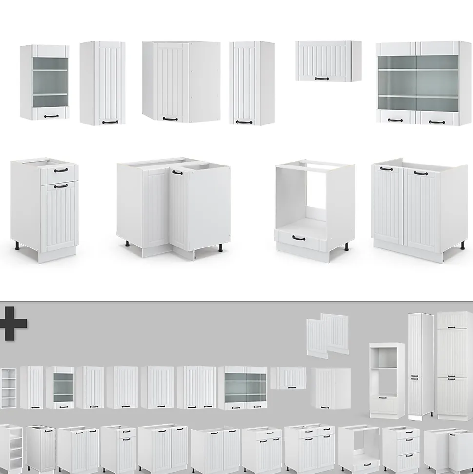 Vicco Cuisine en angle Blanc campagne/blanc 160x190cm , PT Chêne