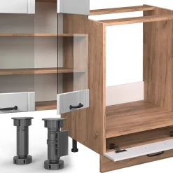 Vicco Cuisine en angle Blanc campagne 347x60cm , PT Chêne