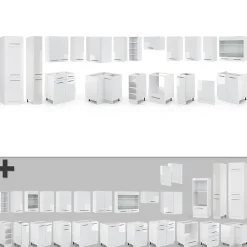 Vicco Cuisine en angle blanc brillant/blanc 347x257cm , PT Chêne