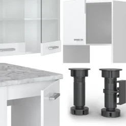 Vicco Cuisine en angle blanc brillant/blanc 237x247cm , PT Chêne