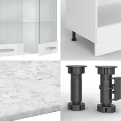 Vicco Cuisine en angle blanc brillant/blanc 227x287cm , PT Chêne