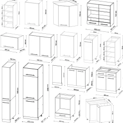Vicco Cuisine en angle blanc brillant/blanc 347x257cm sans PT