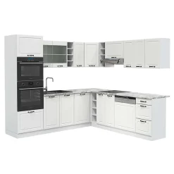 Vicco Cuisine en angle Blanc campagne/blanc 237x60cm , PT Marbre