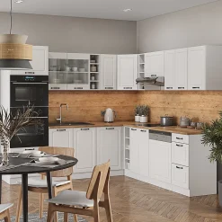 Vicco Cuisine en angle Blanc campagne/blanc 237x247cm , PT Chêne