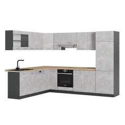 Vicco Cuisine en angle Béton/Anthracite 227x287cm sans PT