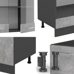 Vicco Cuisine en angle Béton/Anthracite 227x287cm sans PT