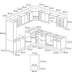 Vicco Cuisine en angle Béton noir/chêne doré 237x247cm PT Anthracite