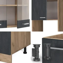 Vicco Cuisine en angle Béton noir/chêne doré 237x247cm PT Anthracite