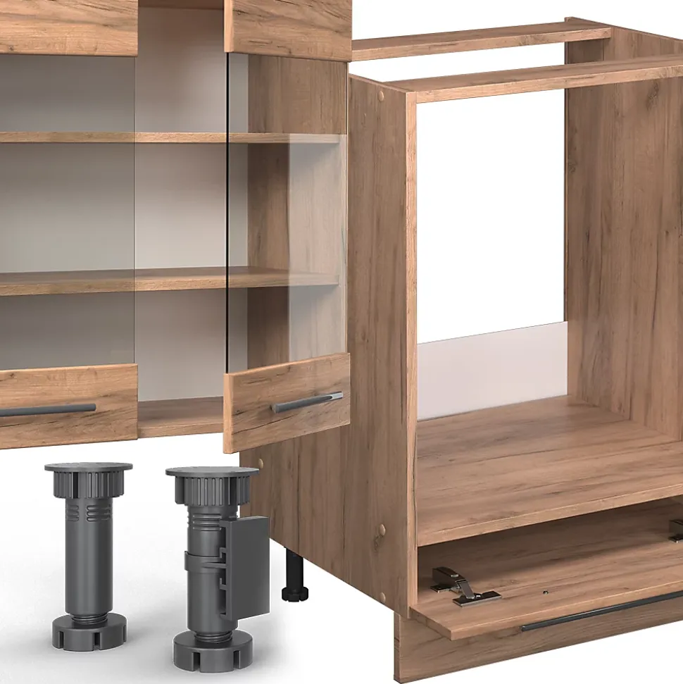 Vicco Cuisine en angle Chêne de force doré 347x60cm , PT Anthracite