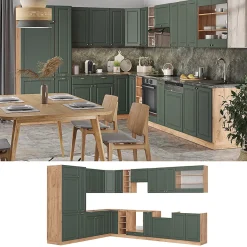 Vicco Cuisine en angle Chêne vert et or/chêne doré 347x257cm , PT Chêne