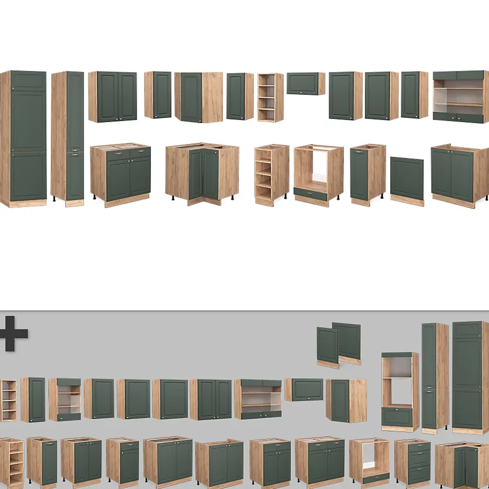 Vicco Cuisine en angle Chêne vert et or/chêne doré 347x257cm , PT Chêne