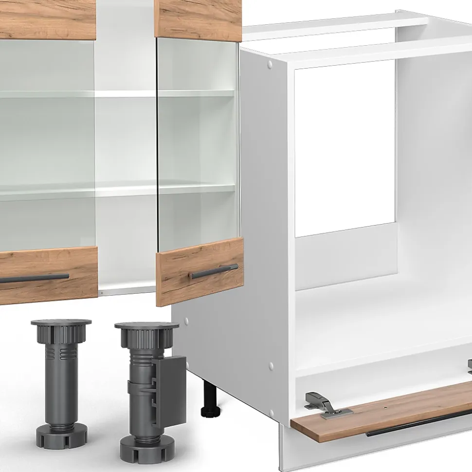 Vicco Cuisine en angle Chêne doré/blanc 347x257cm sans PT