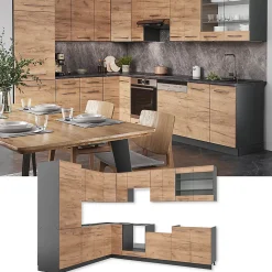 Vicco Cuisine en angle Chêne doré/anthracite 227x287cm , PT Anthracite