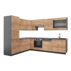 Vicco Cuisine en angle Chêne doré/anthracite 227x287cm , PT Anthracite