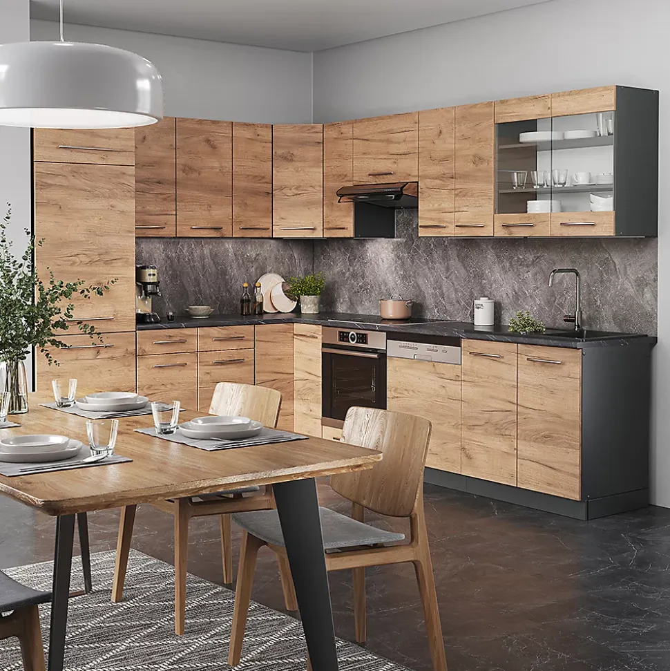 Vicco Cuisine en angle Chêne doré/anthracite 227x287cm , PT Anthracite