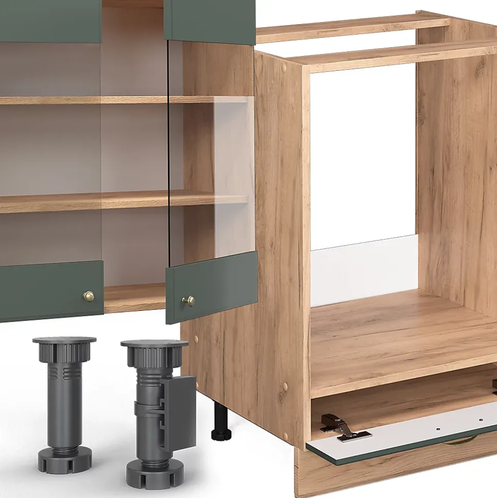 Vicco Cuisine en angle Chêne vert et or/chêne doré 347x257cm , PT Anthracite