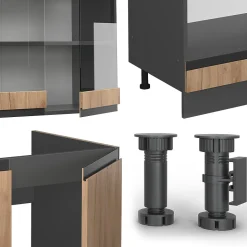 Vicco Cuisine en angle Chêne doré/anthracite 257x277cm J-Shape, PT Chêne