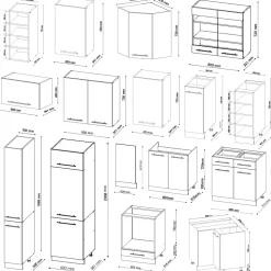 Vicco Cuisine en angle Chêne noir brillant/blanc 257x342cm , PT Marbre
