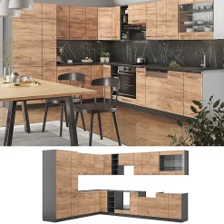 Vicco Cuisine en angle Chêne doré/anthracite 347x257cm , PT Chêne
