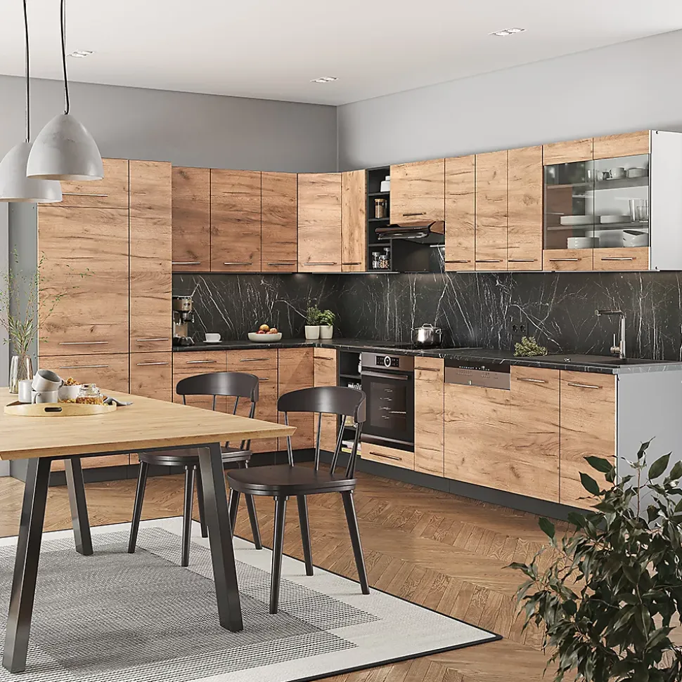 Vicco Cuisine en angle Chêne doré/anthracite 347x257cm , PT Chêne