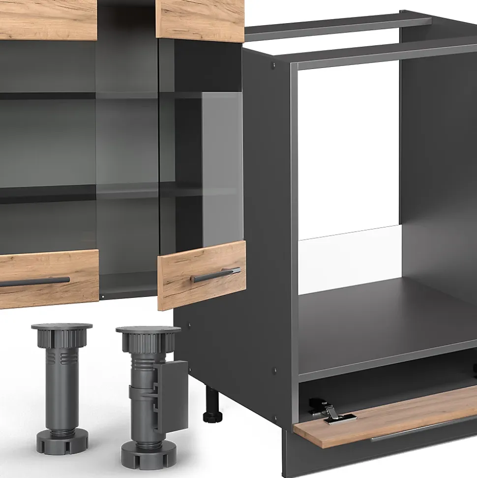 Vicco Cuisine en angle Chêne doré/anthracite 347x257cm , PT Anthracite