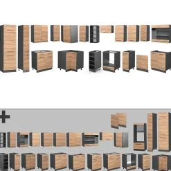 Vicco Cuisine en angle Chêne doré/anthracite 347x257cm , PT Anthracite