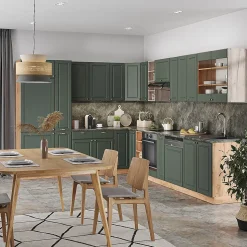 Vicco Cuisine en angle Chêne vert et or/chêne doré 347x257cm , PT Marbre