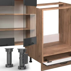 Vicco Cuisine en angle Gris foncé 347x60cm , PT Chêne