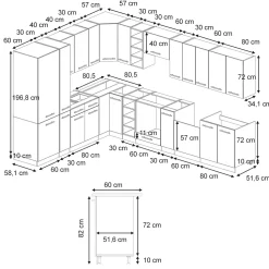 Vicco Cuisine en angle GrisBeige/Blanc 347x257cm , PT Anthracite