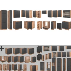 Vicco Cuisine en angle Gris foncé 347x60cm , PT Marbre