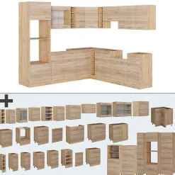 Vicco Cuisine en angle Sonoma/Chêne doré 237x247cm , PT Marbre