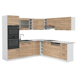 Vicco Cuisine en angle Sonoma/blanc 237x60cm sans PT