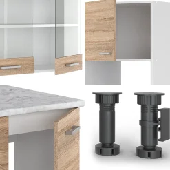 Vicco Cuisine en angle Sonoma/blanc 237x60cm sans PT