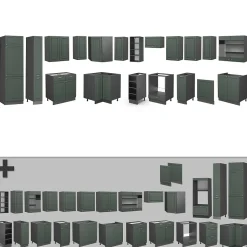 Vicco Cuisine en angle Vert et or campagne/anthracite 347x257cm , PT Chêne