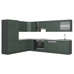 Vicco Cuisine en angle Vert et or campagne/anthracite 347x257cm , PT Marbre