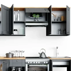 Vicco Cuisine Gris 240cm , PT Goldkraft avec bande LED