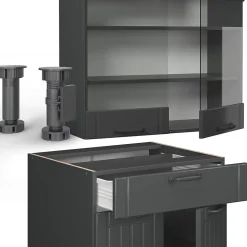 Vicco Cuisine Gris foncé 140cm sans PT