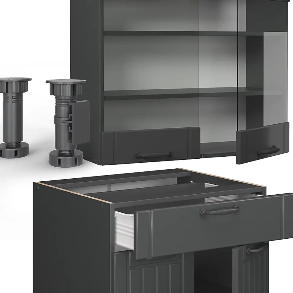 Vicco Cuisine Gris foncé 140cm sans PT